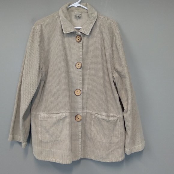 Focus Jackets & Blazers - Focus Tan waffle knit lagenlook Shirt Jacket